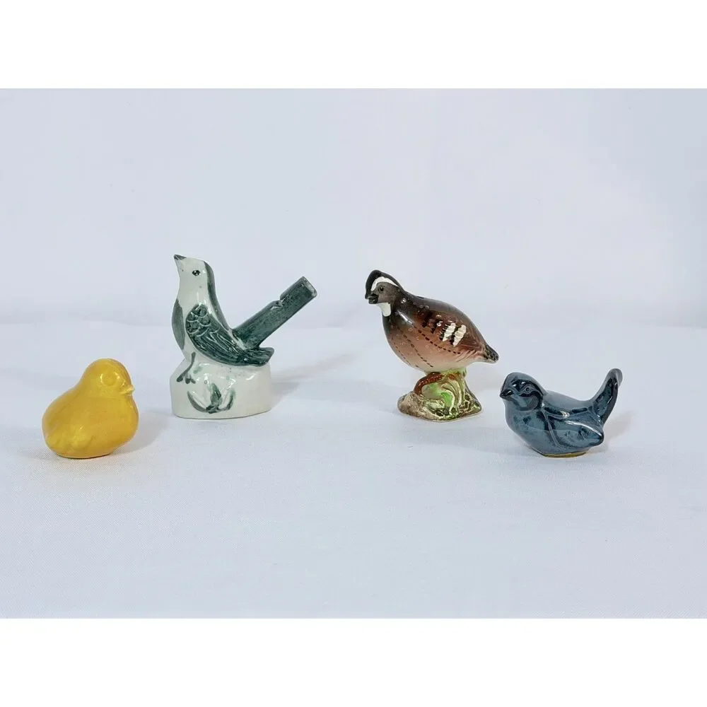Vintage Bird Water Warble Whistle Shaker Lot of 4 Pheasant Chick Farm Blue